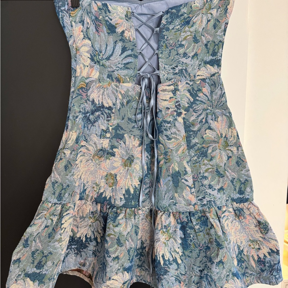 NWT Lulu's Elegant Blue and Green Dress - Picture 2 of 4